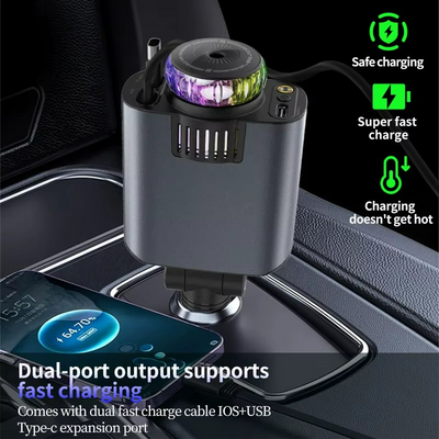 Retractable 5 in 1 car charger with Roof Galaxy Light & Atomizer